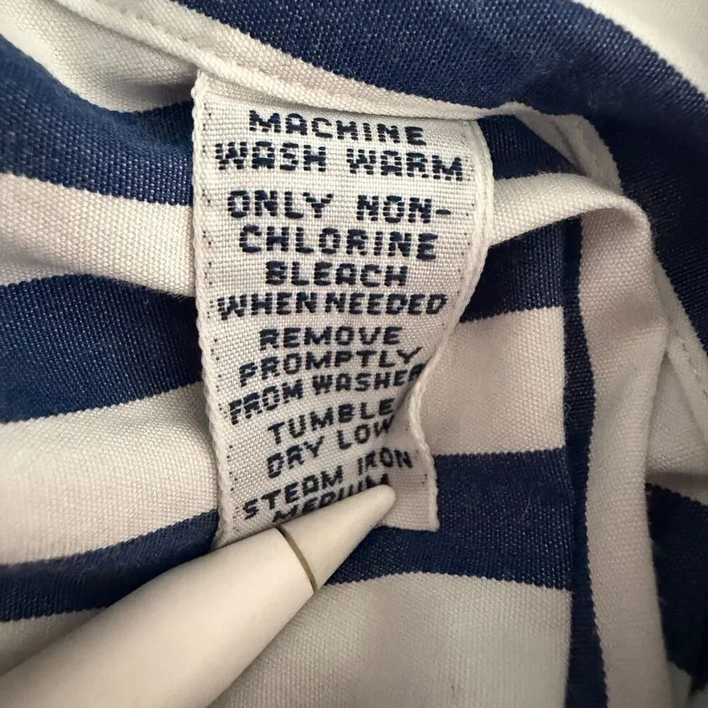 Polo Ralph Lauren Rhodes Custom Fit Nautical Stripe Shirt Men Navy White M 15.5